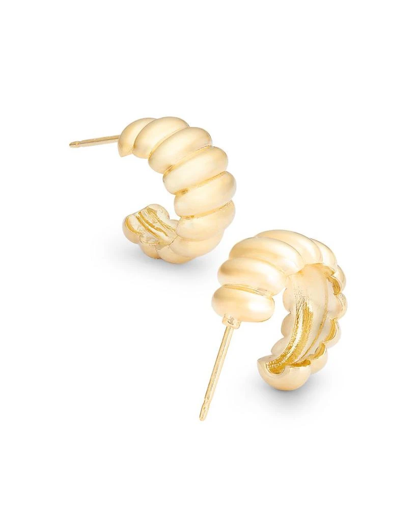 Bloomingdale's Shrimp Ridge Small Huggie Hoop Earrings in 14K Yellow Gold 4