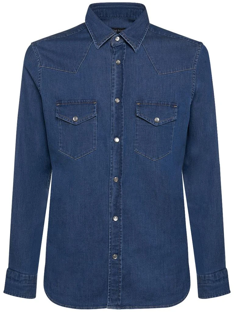 Tom Ford Washed Denim Slim Fit Western Shirt 1