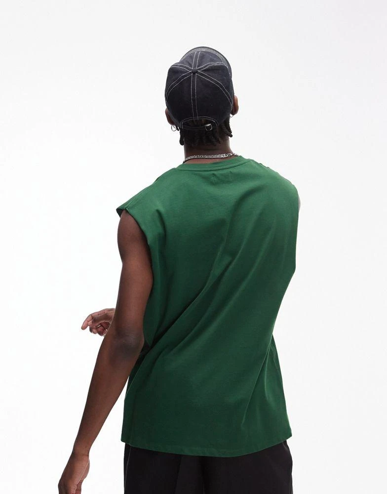 Topman Topman oversized sleeveless t-shirt in green 4