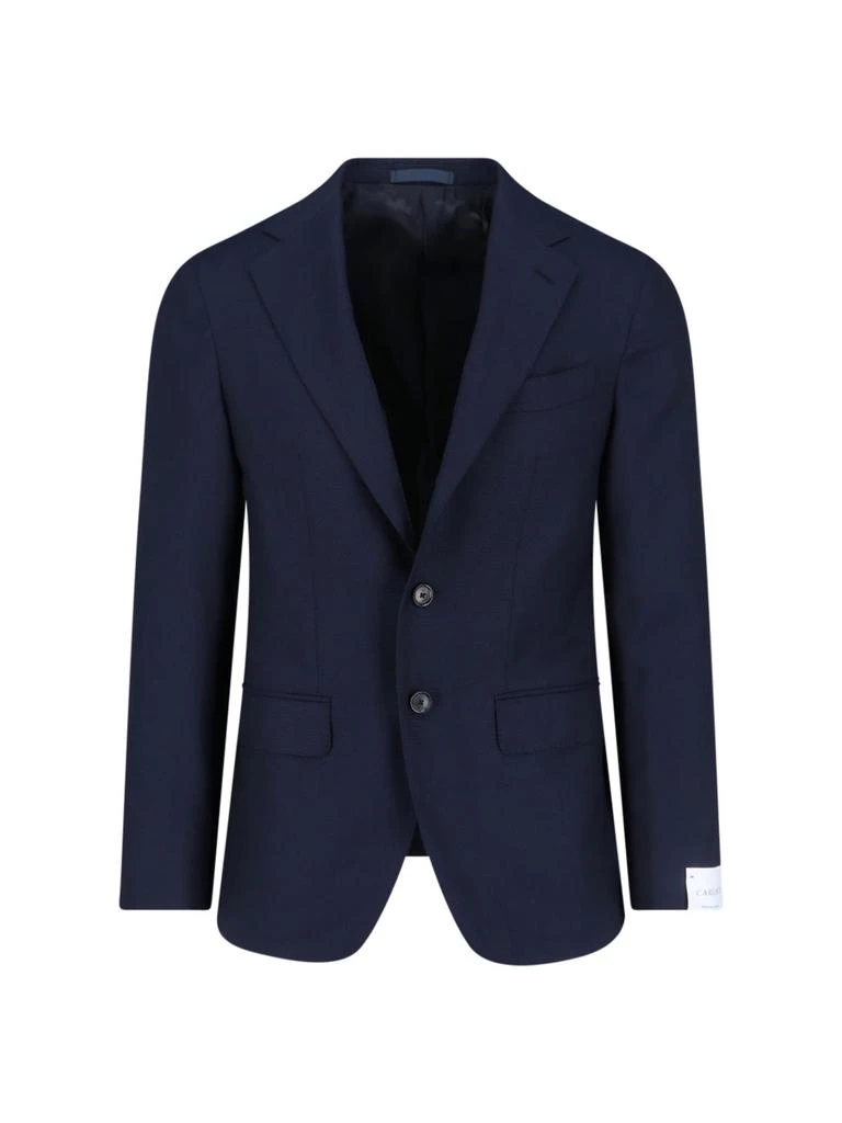 CARUSO Single-Breasted Blazer In Blue Wool, Dark Shade