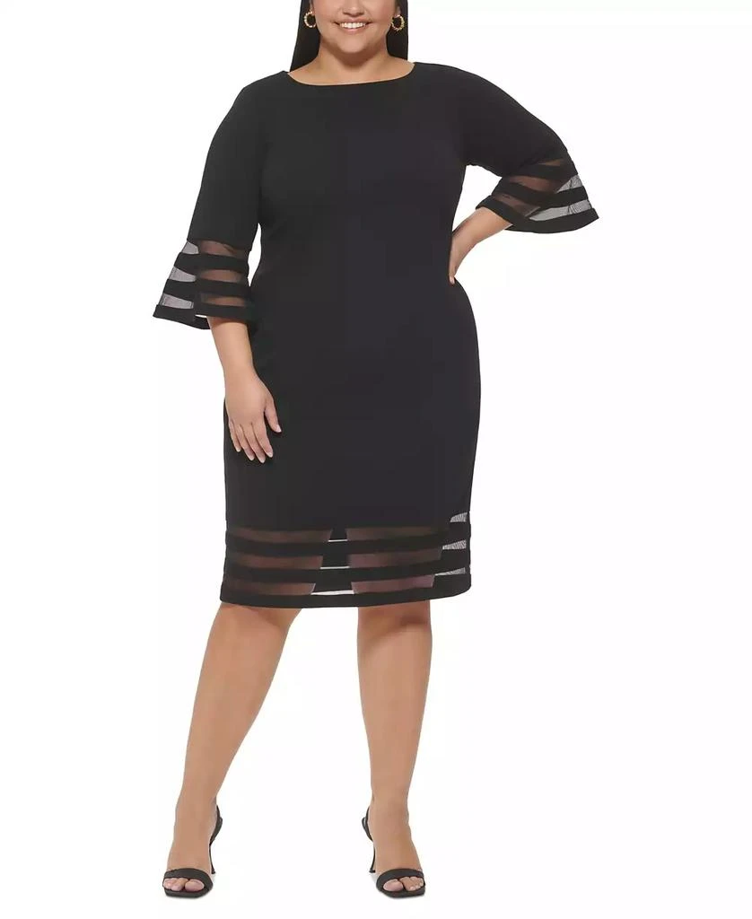 Calvin Klein Plus Size Bell-Sleeve Boat-Neck Sheath Dress 1