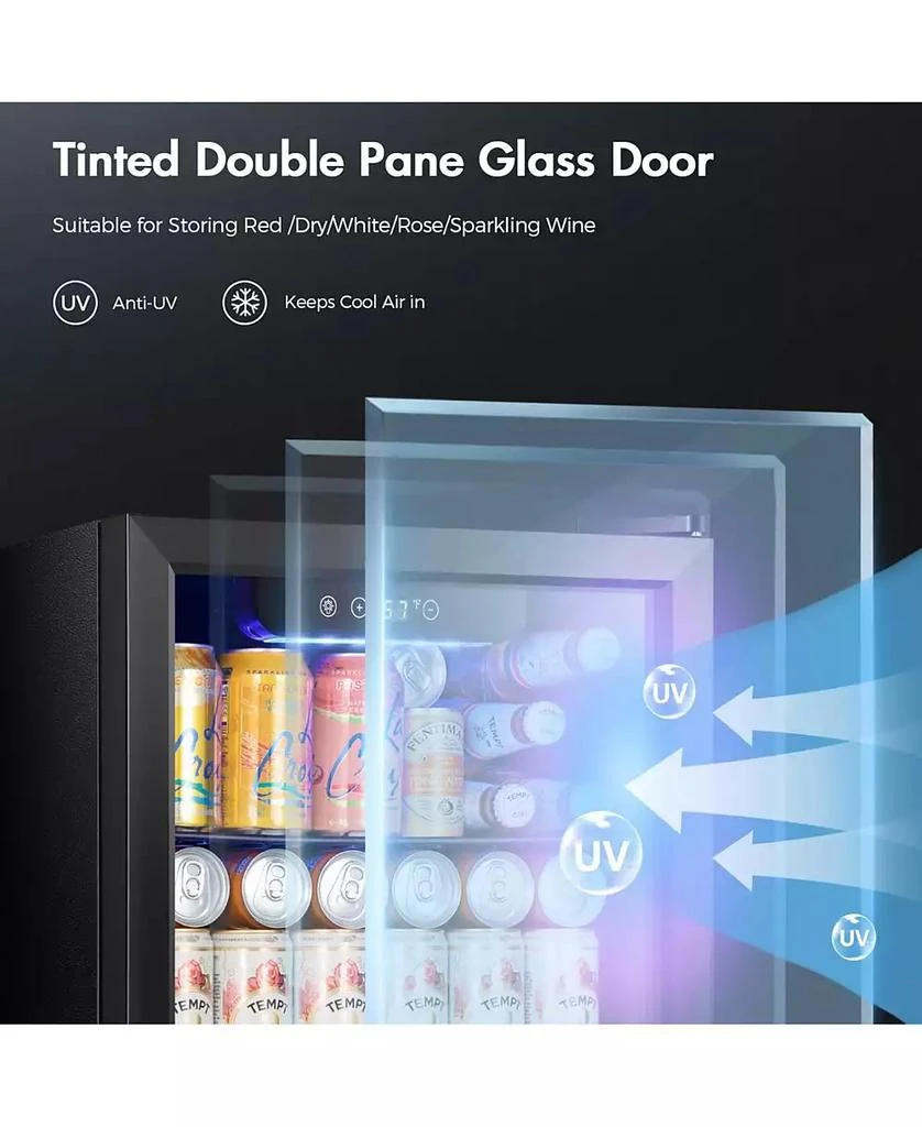 Zafro 1.3 Cu Ft Mini Beverage Fridge — 12-Bottle
48-Can Cooler, Glass Door, Digital Temp Control — Compact Drink Cooler for Home, Office, Bar 5