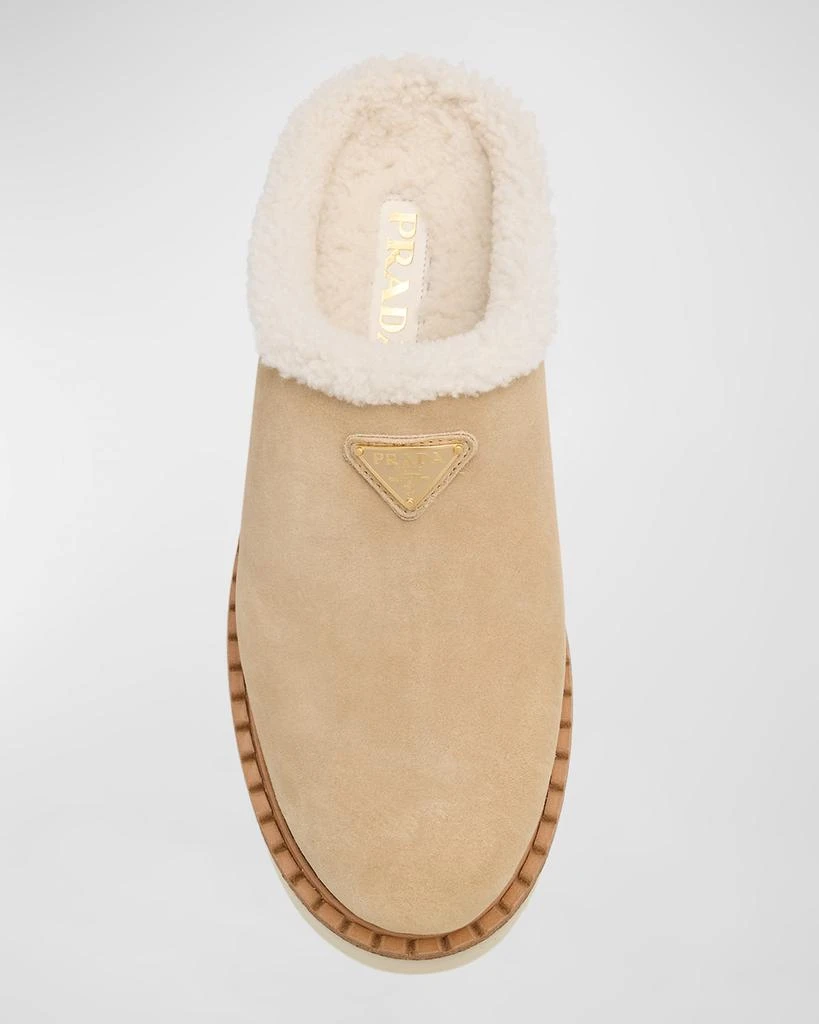Prada Suede Shearling Cozy Platform Mules 6
