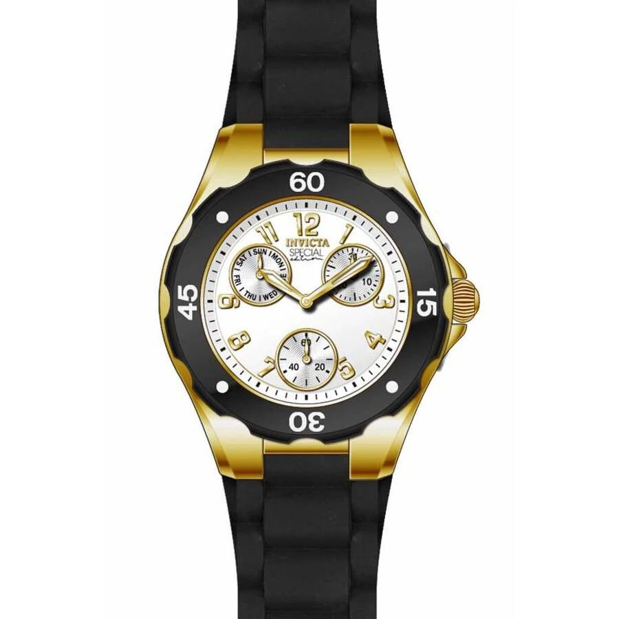 Invicta Angel Multi-Function Light Dial Black Silicone Ladies Watch 18797 1