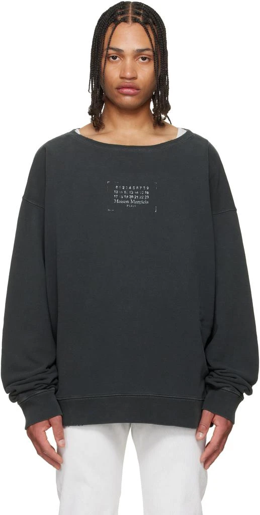 MAISON MARGIELA Black Printed Logo Sweatshirt