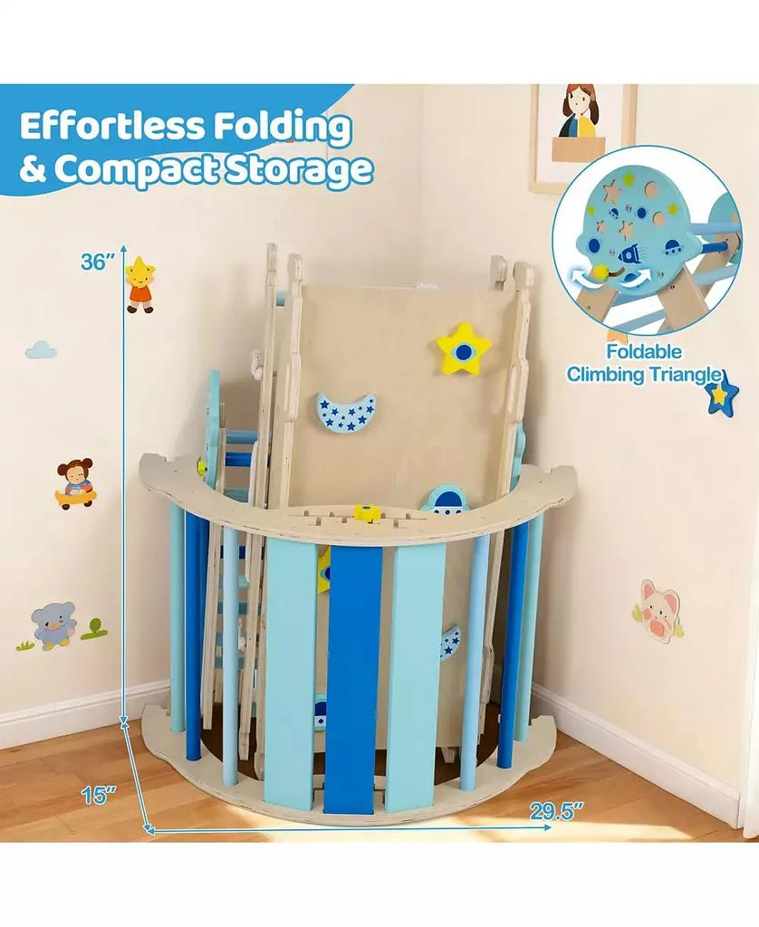 Mecale 8-in-1 Foldable Triangle Baby Climbing Toys, Astronaut/Unicorn Theme 3