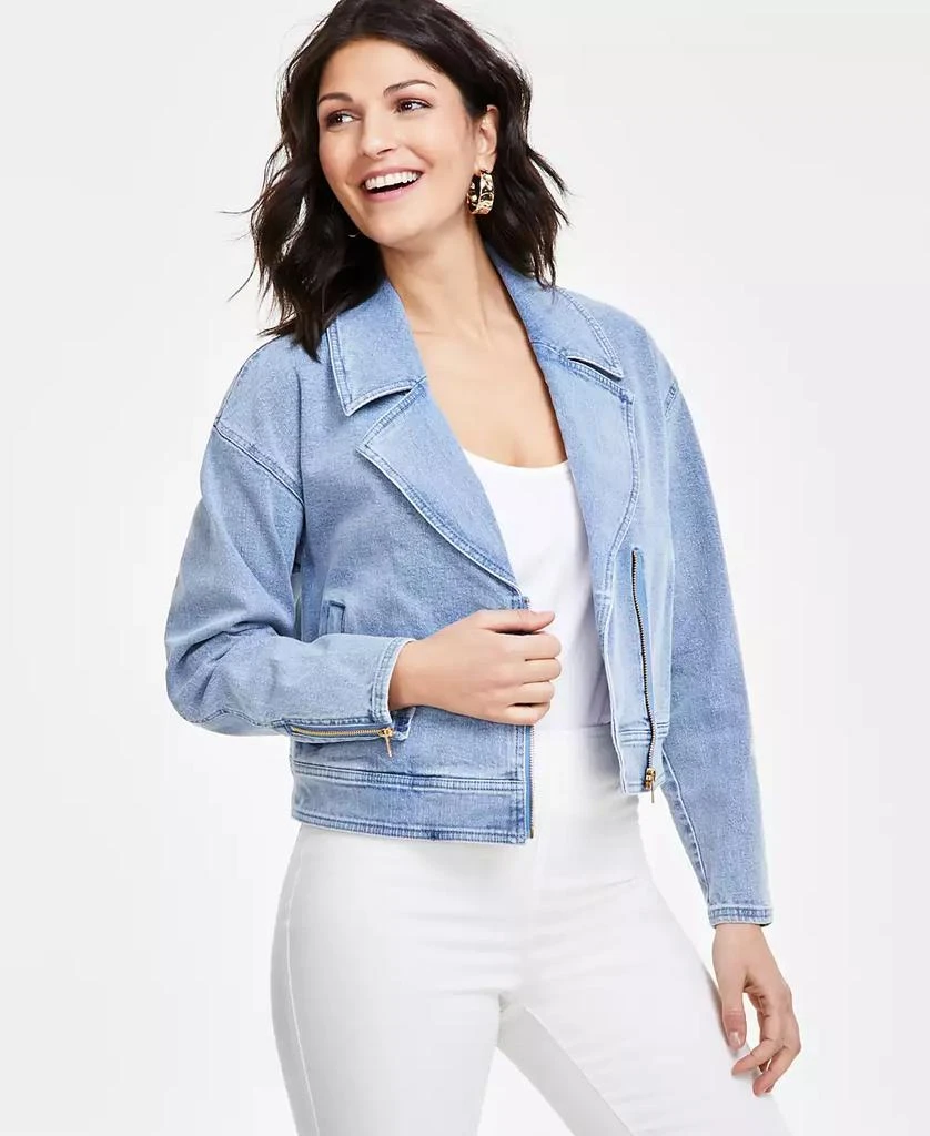 I.N.C. International Concepts Women's Denim Moto Jacket, Created for Macy's 1