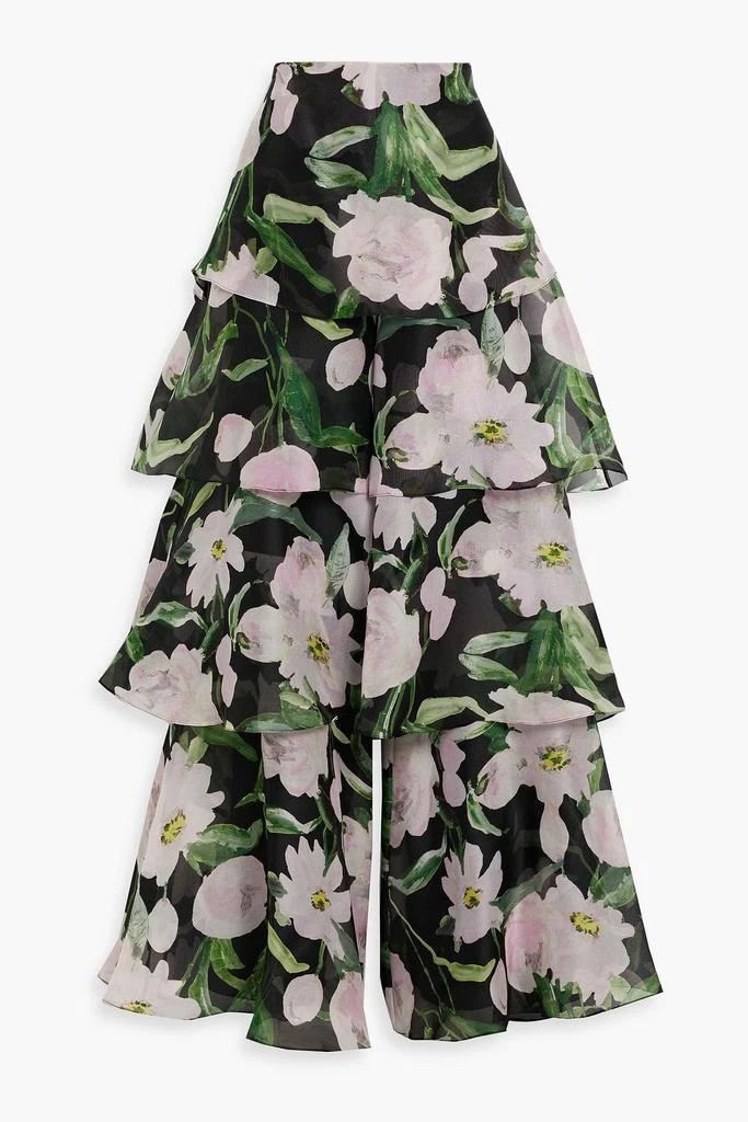 Carolina Herrera Tiered floral-print silk-chiffon wide-leg pants 1