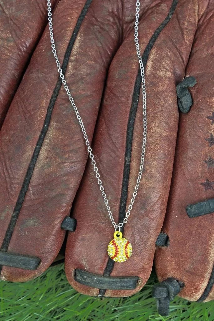Wholesale Accessory Market Wholesale Accessory Market - Women
s Softball Crystal Pendant Necklace
