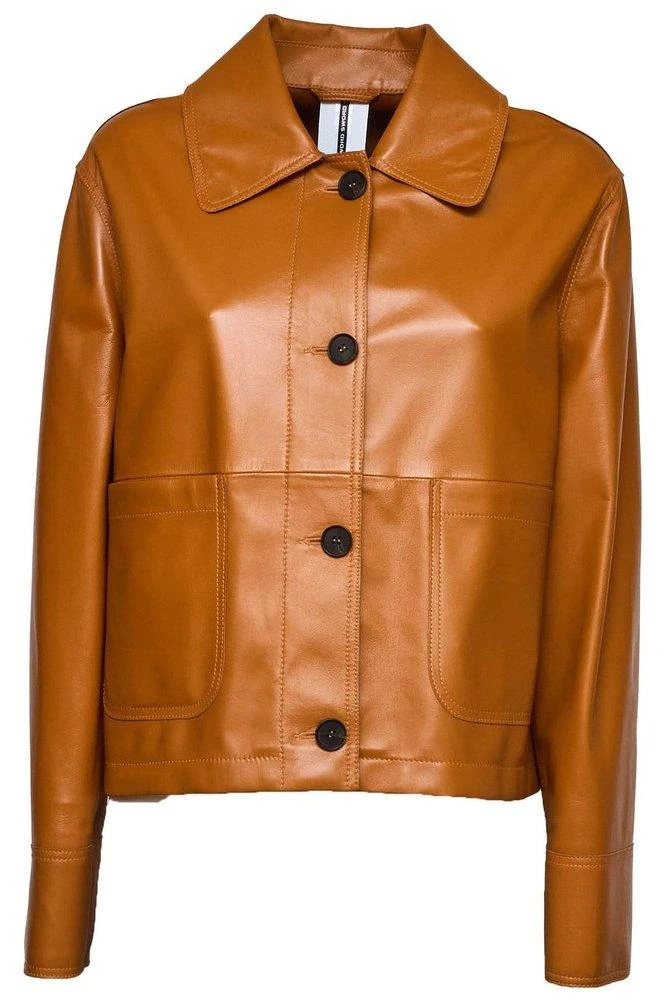 Sword Sword Buttoned Leather Jacket