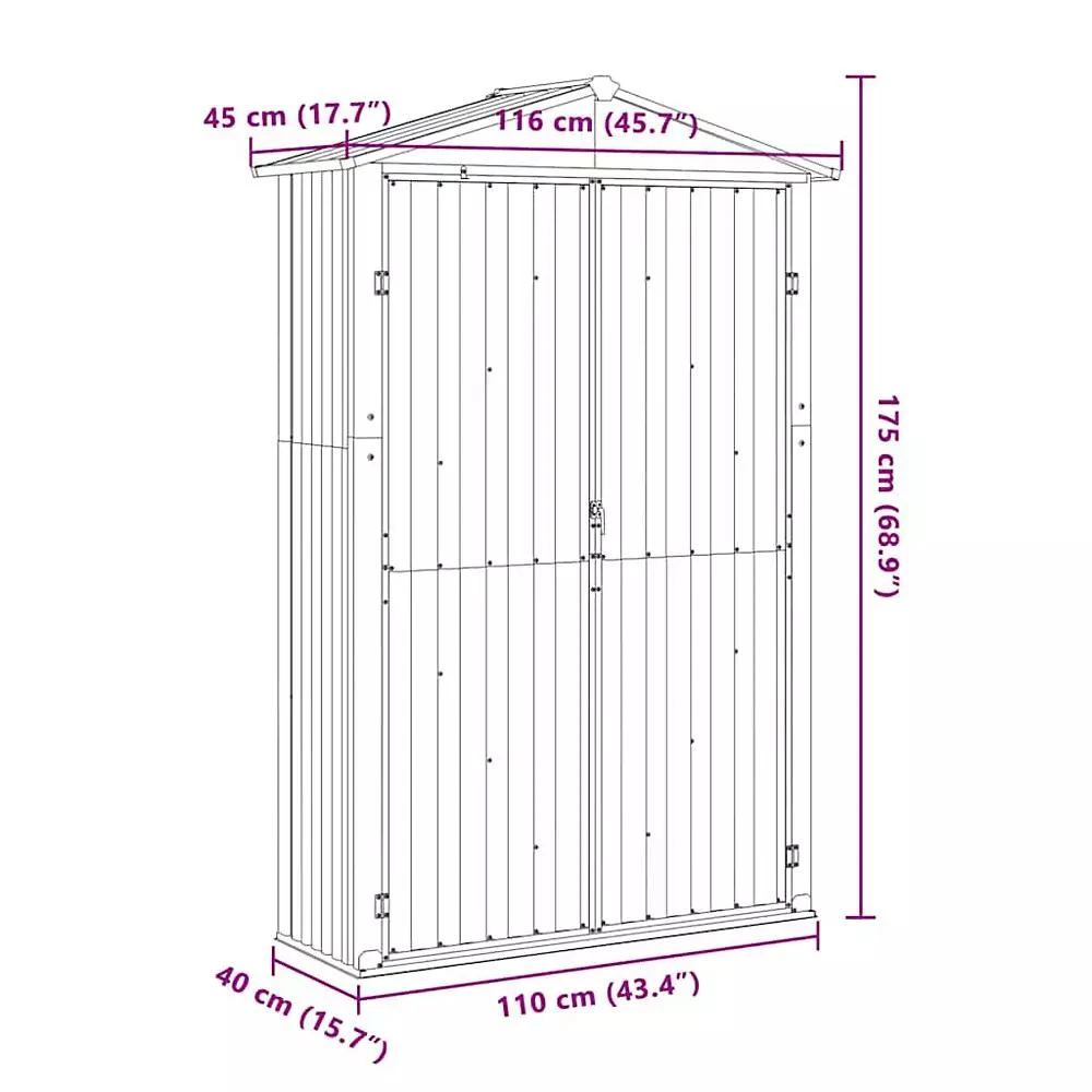 vidaXL Garden Shed Brown Galvanized Steel and Plastic 5