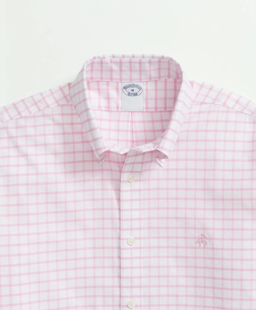 Brooks Brothers Stretch Cotton Non-Iron Oxford Polo Button Down Collar, Windowpane Shirt 2