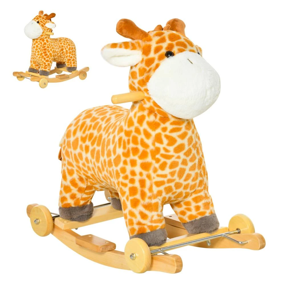 BreeBe Kids Plush Giraffe Rocker with Pedals and Handle