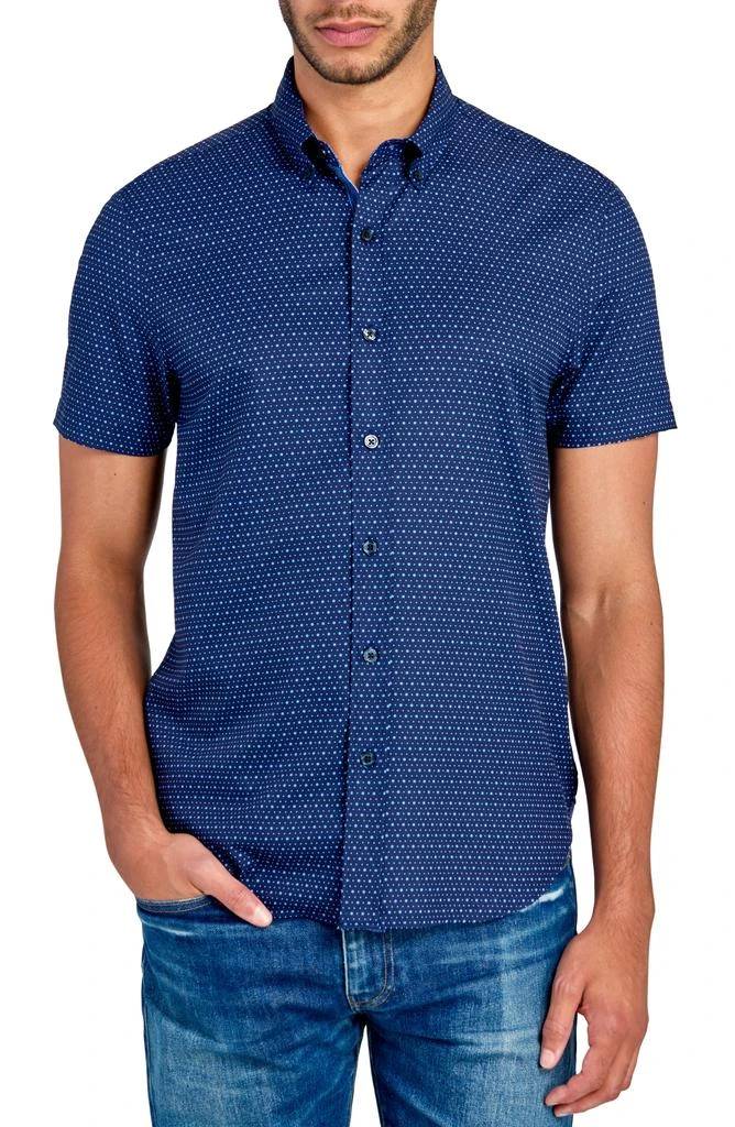 Shop Slim Fit Microdot Short Sleeve 4-Way Stretch Performance Button-Down  Shirt on Sale at BeyondStyle  Get 50% Off Slim Fit Microdot Short Sleeve 4-Way  Stretch Performance Button-Down Shirt with Limited-Time Flash