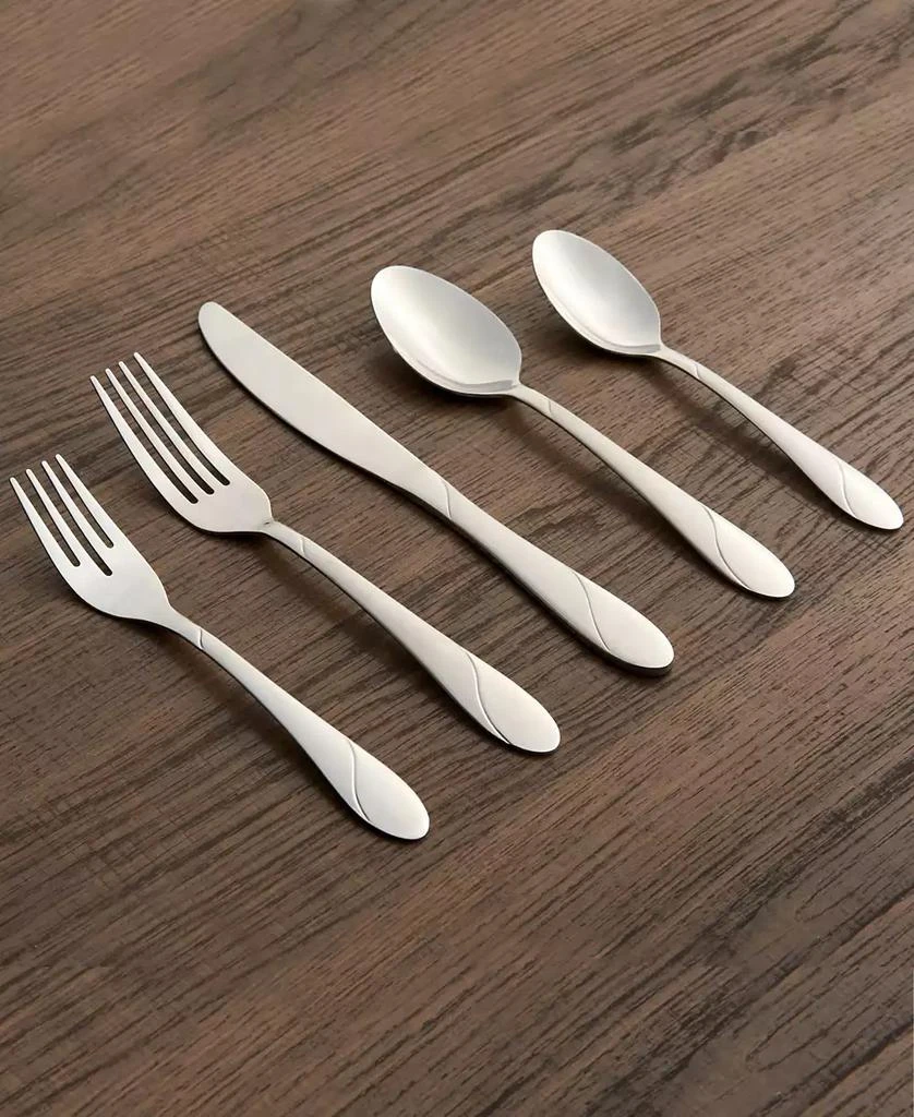 Cambridge Silversmiths Swirl Sand 89-Piece Flatware Set, Service for 12 3