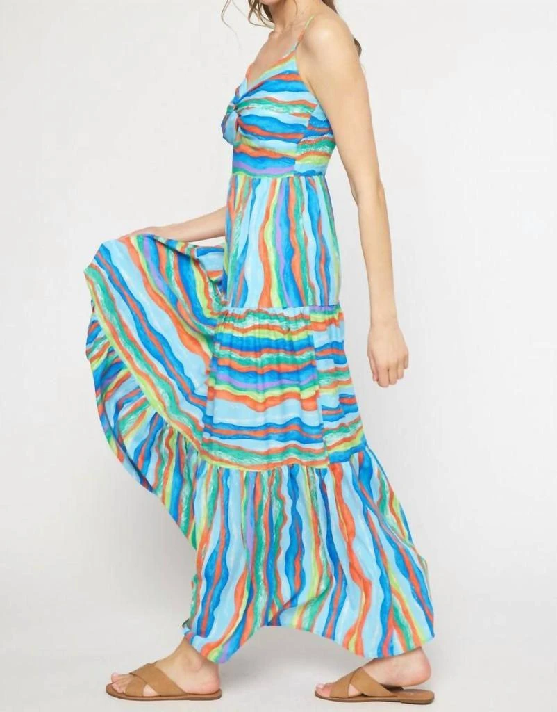 entro Stripe Maxi Dress In Blue/green 2