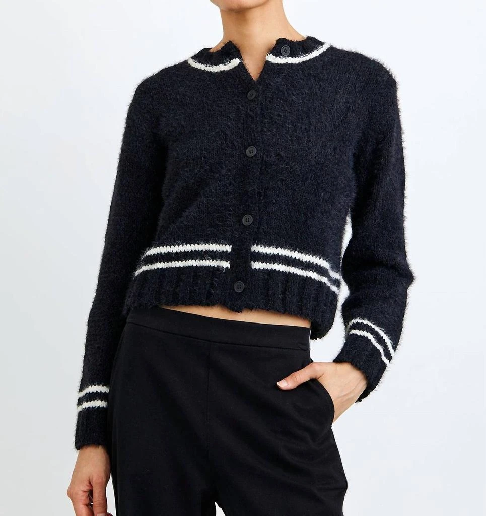 Bella Dahl Contrast Stripe Cardigan In Black 2