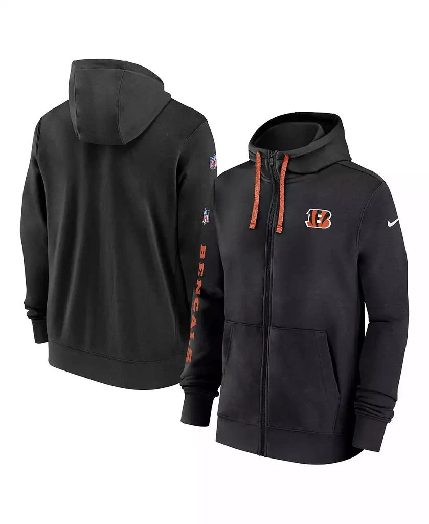 NIKE Men's Black Cincinnati Bengals 2024 Sideline Club Full-Zip Hoodie 1