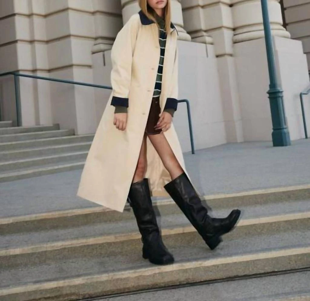 LE LIS Le Lis - Raglan Sleeve Contrast Collar Oversized Trench Coat 6