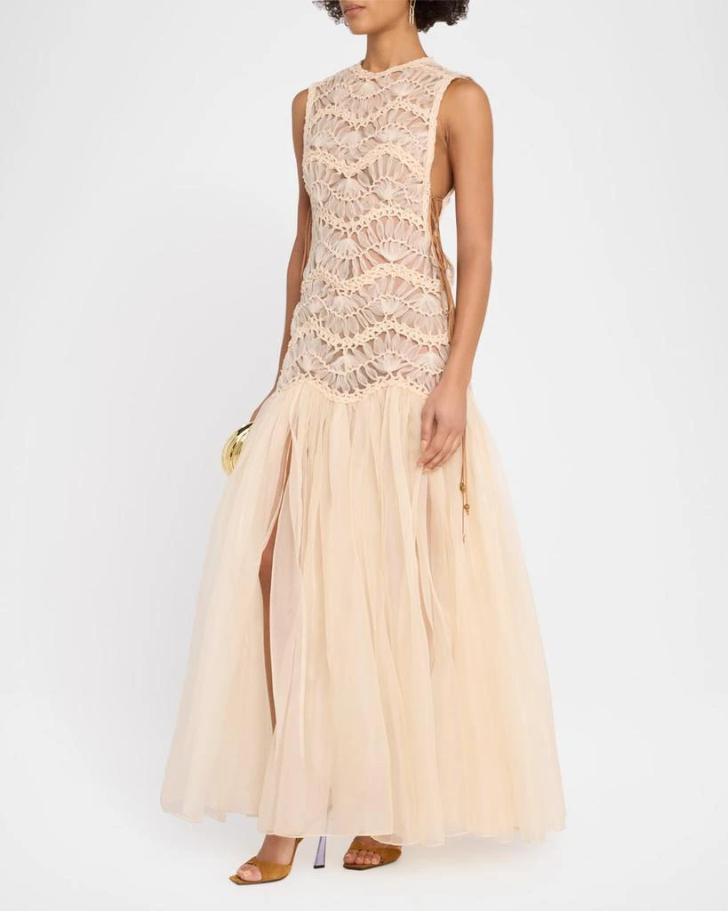 fitted lace wedding dress Weaved Long Dress With Macramé E4269A1421 – Agua de Coco