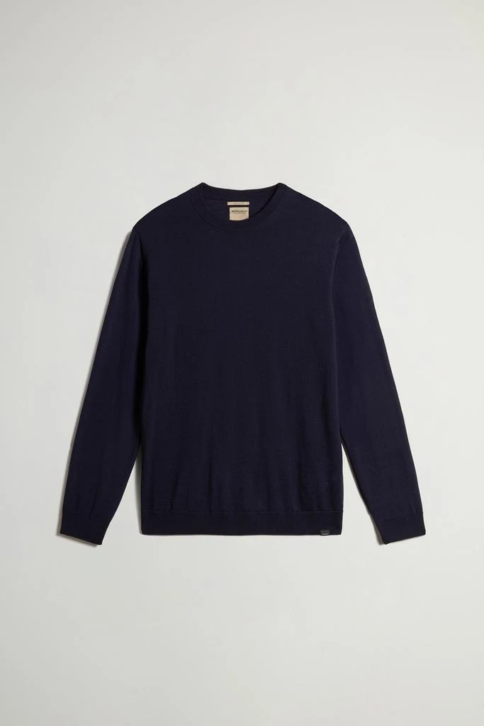 Woolrich Crewneck Sweater in Pure Merino Virgin Wool - Men - Blue 5