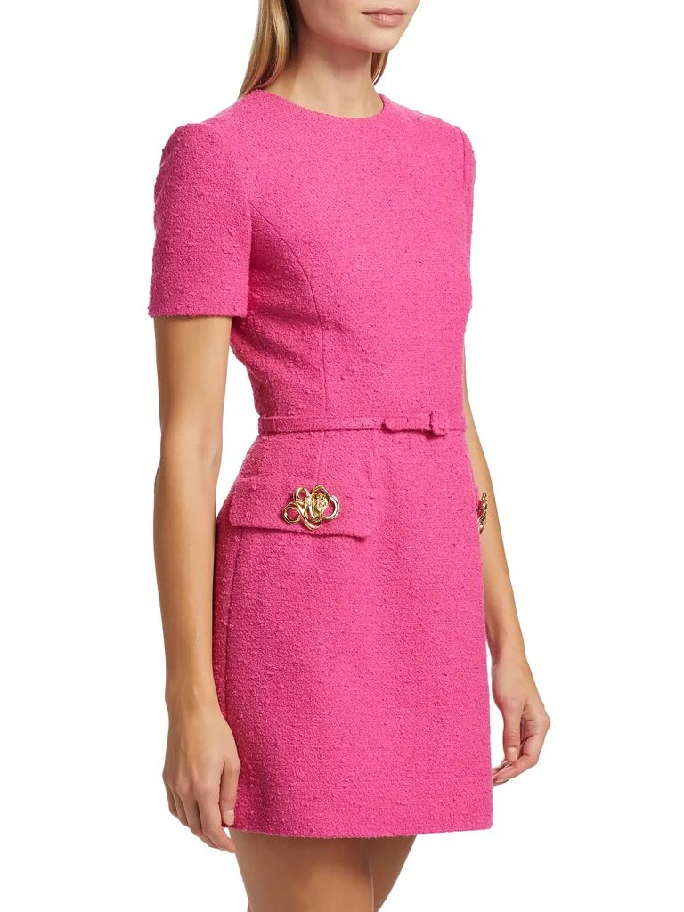 Oscar de la Renta Tweed Short-Sleeve Belted Minidress 4
