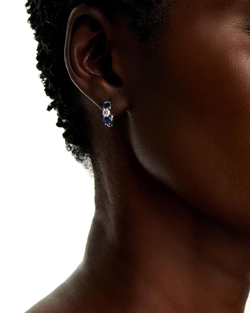 Bloomingdale
s Fine Collection 14K White Gold Sapphire
Diamond Hoop Earrings 2