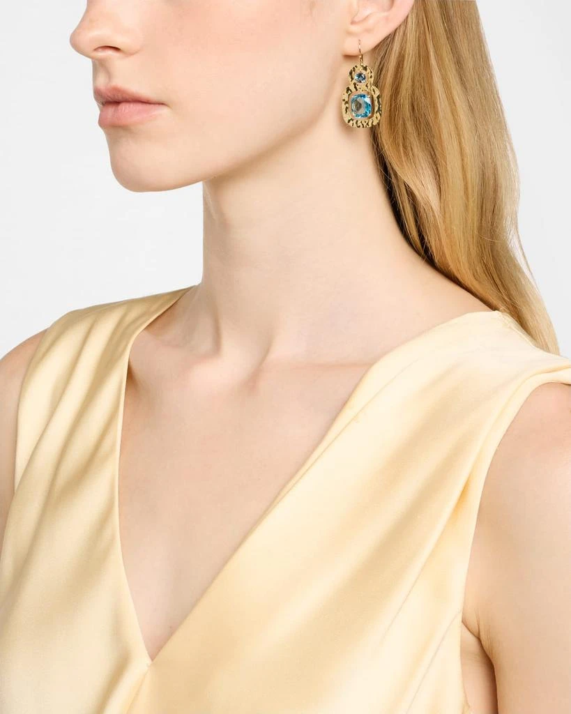 Ippolita Rock Candy 18K Yellow Gold Crinkled 2-Stone Earrings with Blue Topaz 2