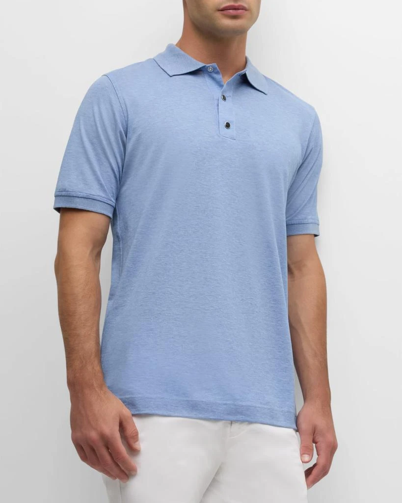 Kiton Men's Heathered Cotton Polo Shirt 6