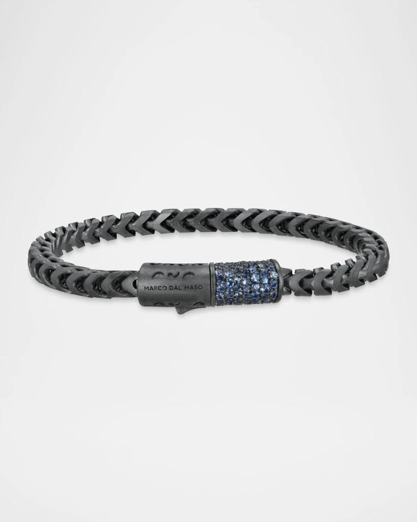 Marco Dal Maso Men
s Ulysses Oxidized Sterling Silver Blue Sapphire Bracelet with Trigger Clasp