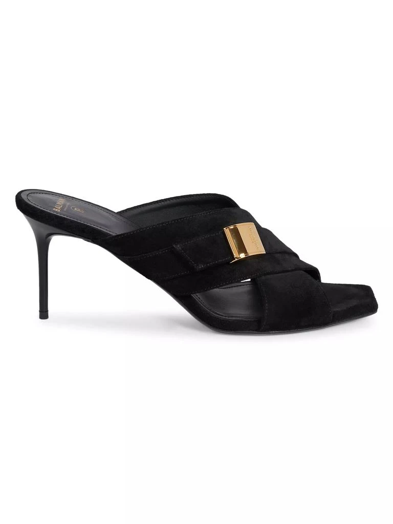 Balmain 75MM Suede Buckle Mules 1