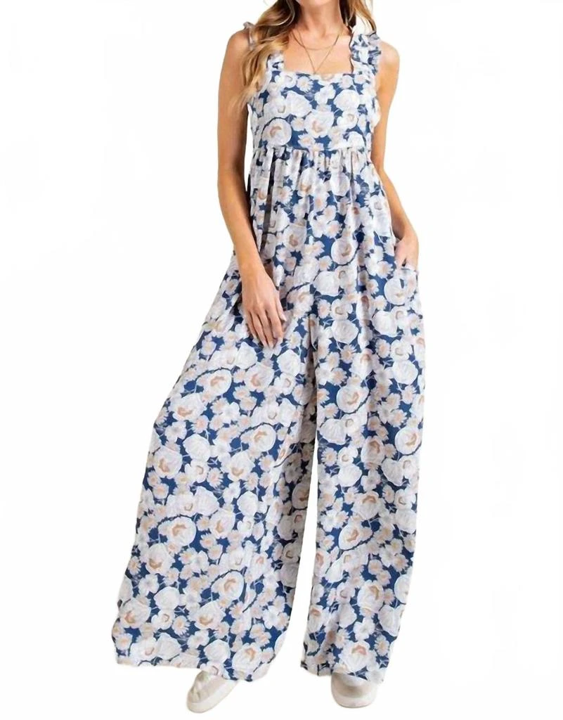 Kori Aware Of This Floral Jumpsuit In Blue/coral 1