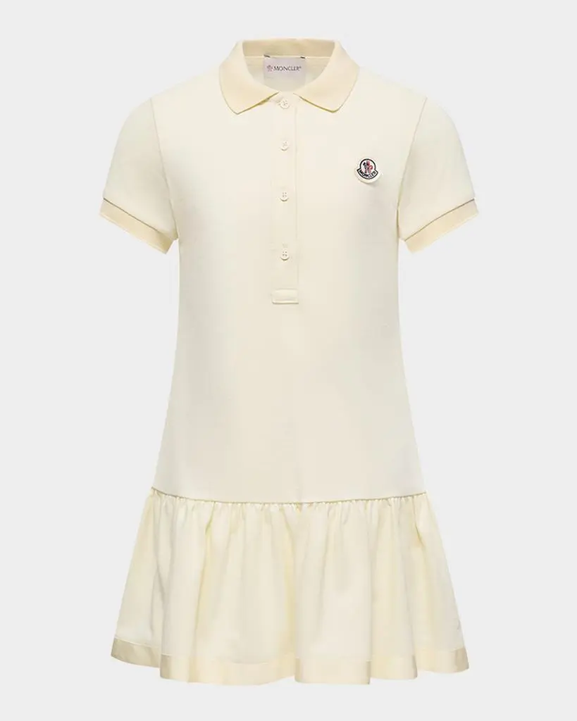 Moncler Girl's Ruffle-Hem Polo Dress, Size 4-6