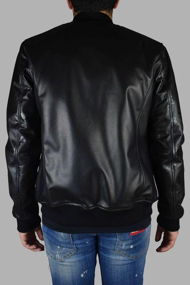 Philipp Plein Black Leather Bomber Jacket 5