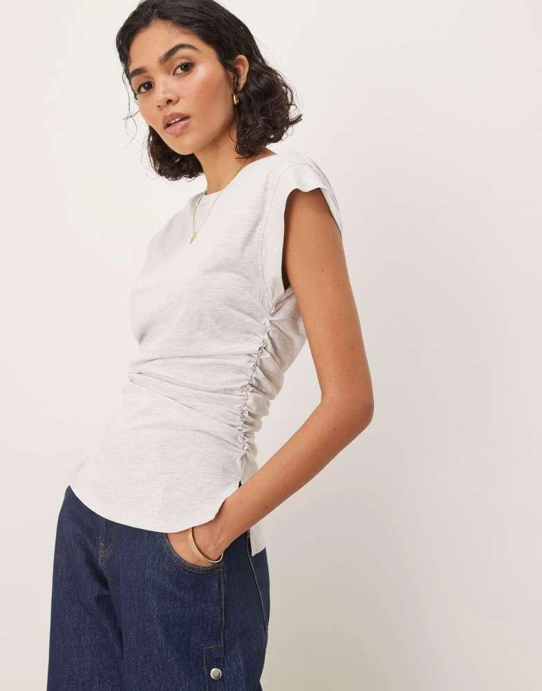ASOS ASOS DESIGN corset waist sharp shoulder  tank top ice marl 1