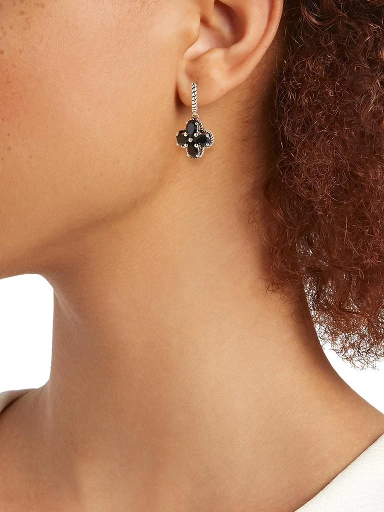 Effy ENY Sterling Silver 
Onyx Clover Drop Earrings 2