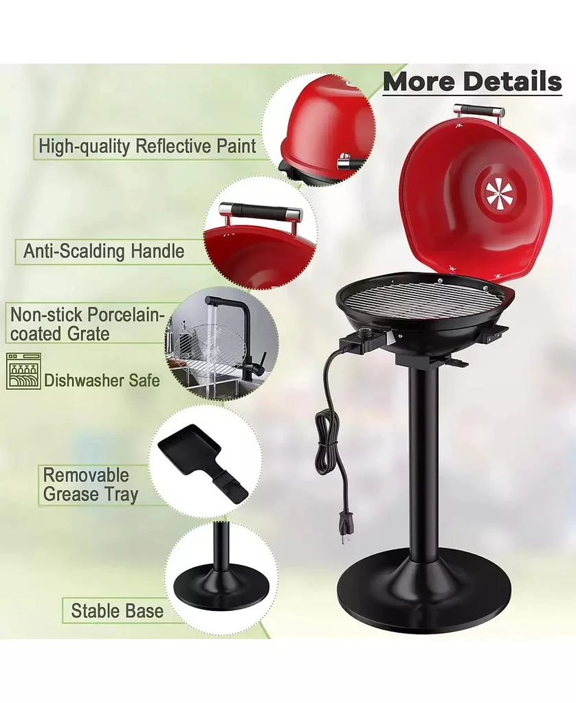Ecooso 1600W Electric BBQ Grill with Removable Non-Stick Warming Rack-Red 6