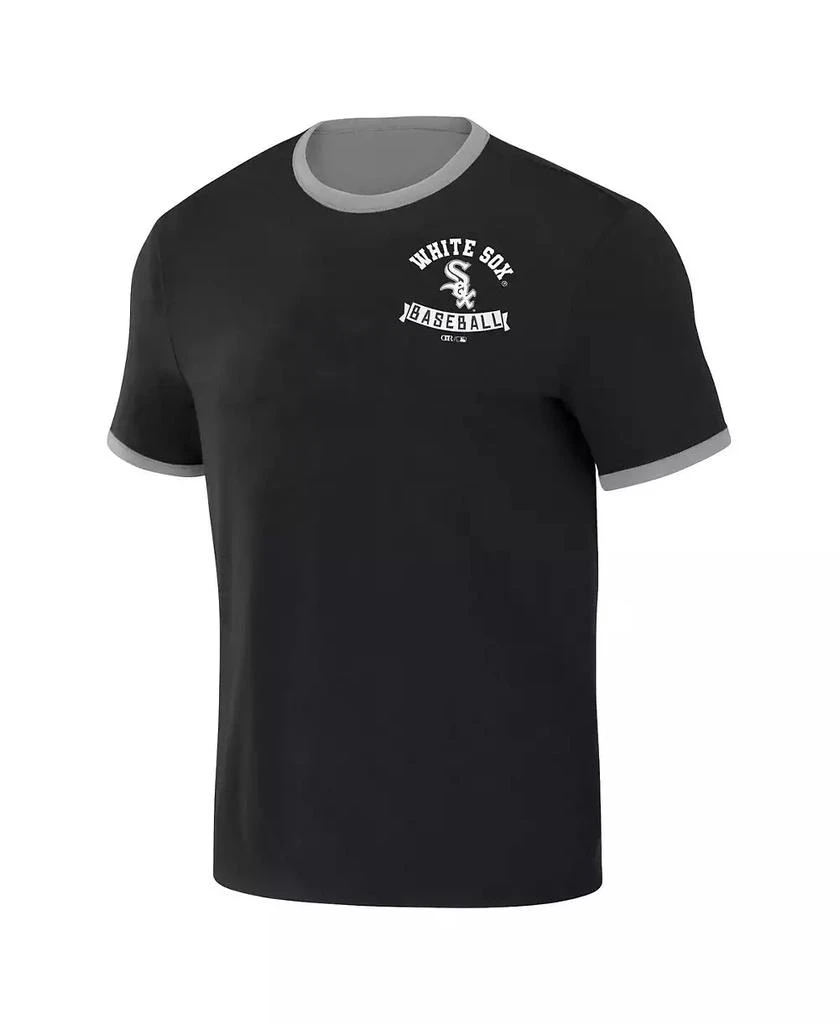 Fanatics Men's Darius Rucker Collection by Black, Gray Distressed Chicago White Sox Two-Way Ringer Reversible T-shirt 3