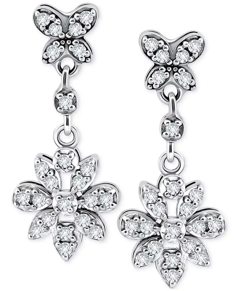 Giani Bernini Cubic Zirconia Flower Drop Earrings in Sterling Silver, Created for Macy
s