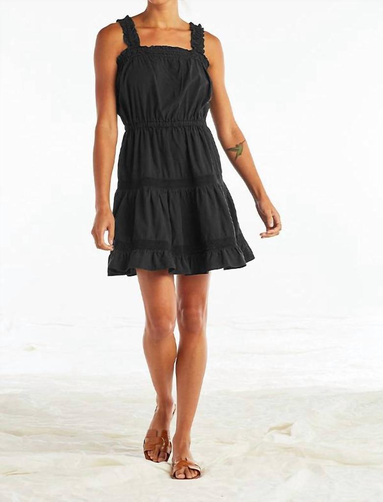 Red Haute Ruffle Strap Tiered Dress In Black