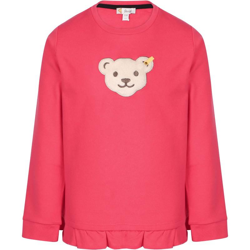 Steiff Logo bear applique ruffled sweatshirt in pink