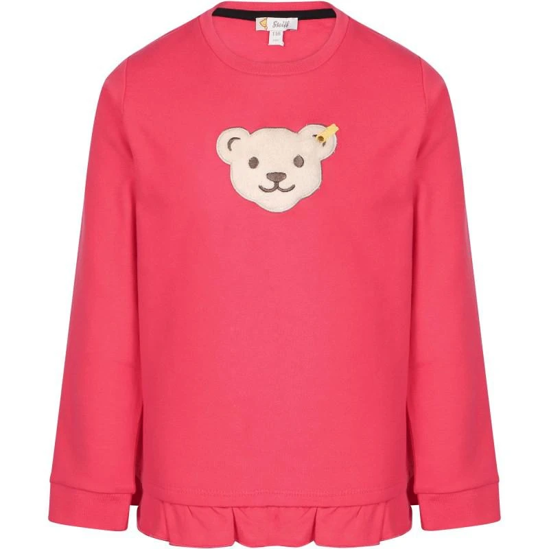 Steiff Logo bear applique ruffled sweatshirt in pink 1