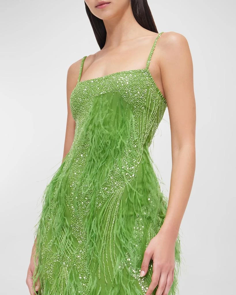 RACHEL GILBERT Beaded Feathered Midi Dress 4