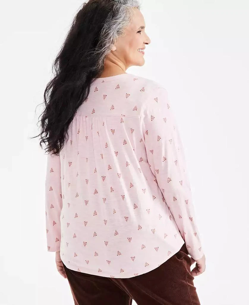 Style & Co Plus Size Split-Neck Mixed-Print Top, Created for Macy's 2