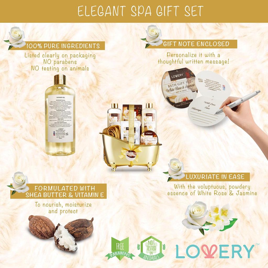 Lovery Lovery Home Spa Gift Basket - Luxury 13pc Bath & Body Set - Cosmetic bag