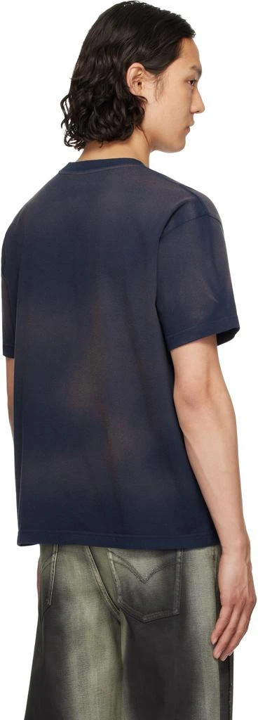 We11done Navy Logo Embroidered Grunge T-shirt 3
