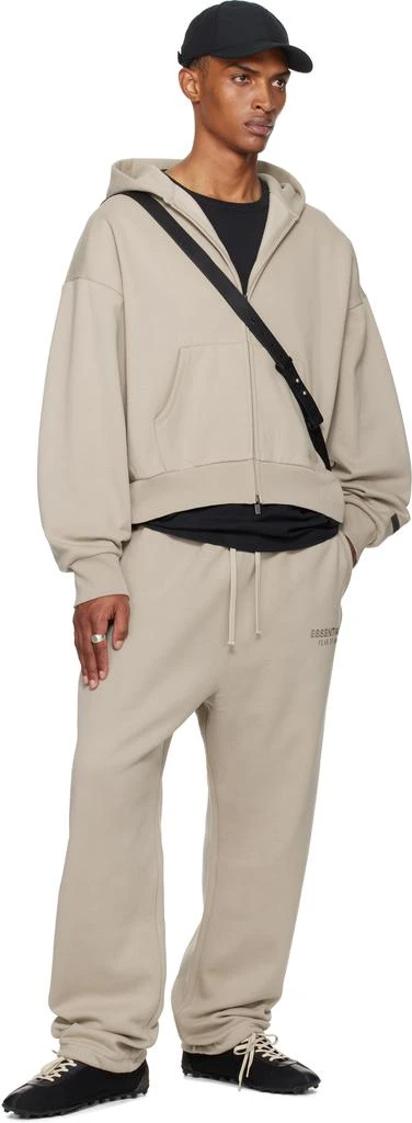 Essentials Taupe Classic Fit Fleece Zip-Up Hoodie 4