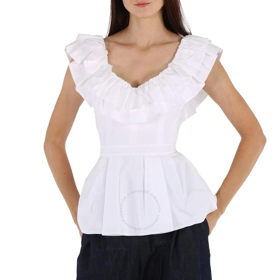 Alexander McQueen Ladies White Ruffle Peplum Blouse 1
