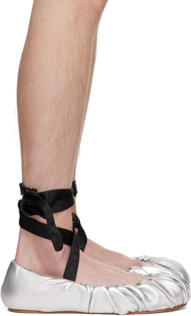 YUME YUME Silver Faux-Leather Ballerina Flats 1