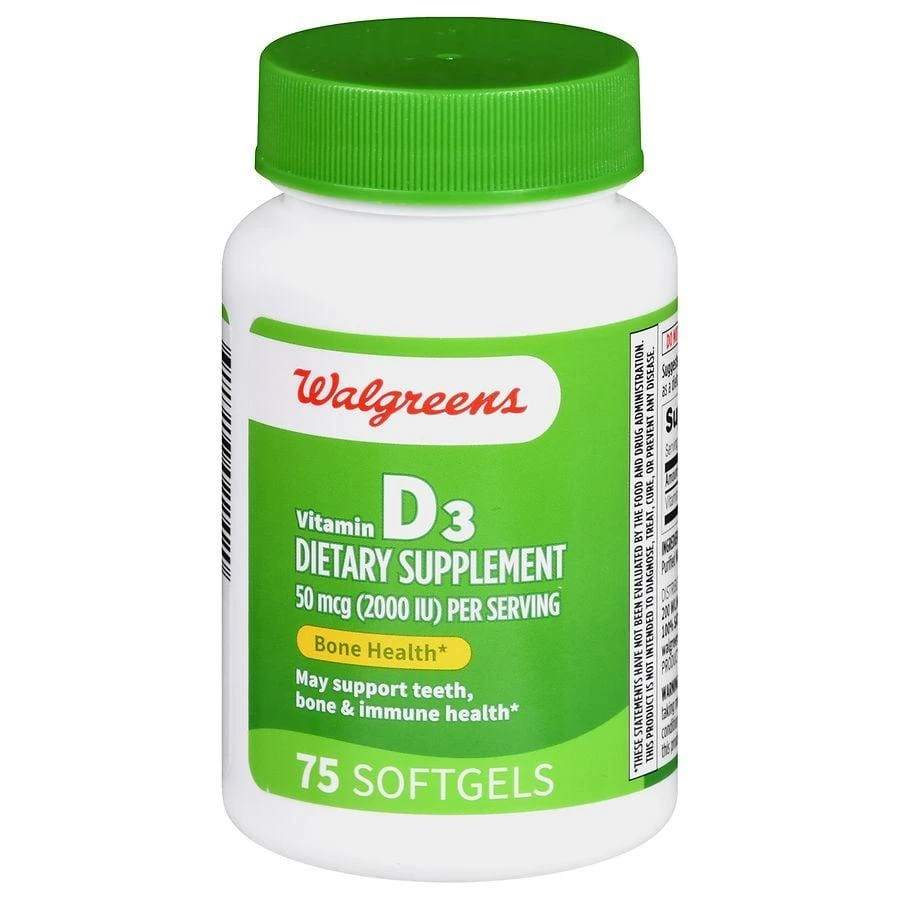 Walgreens Vitamin D3 50 mcg (2000 IU) Softgels (75 days) 1